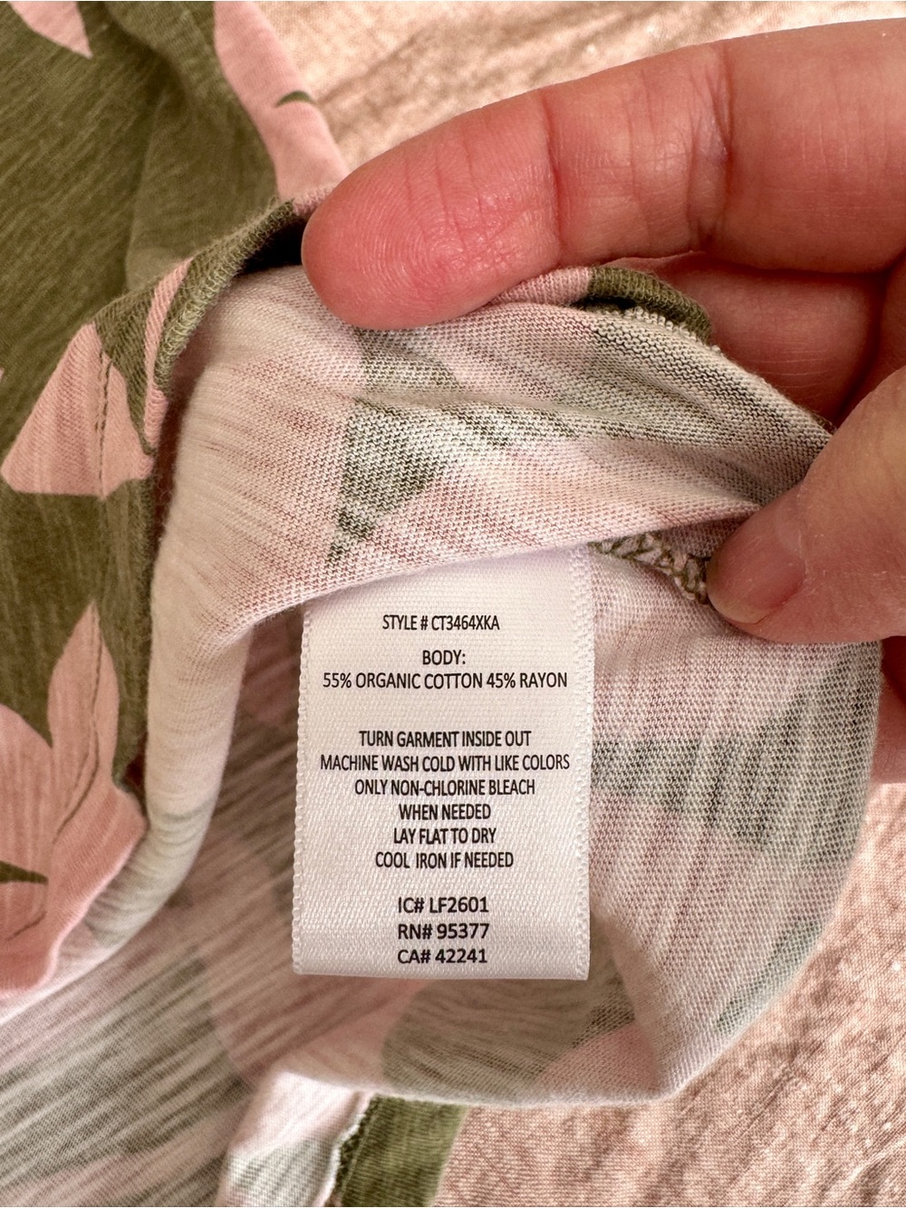 Sanctuary Olive Green Tee with Light Pink Floral Print - Picture 6 of 6